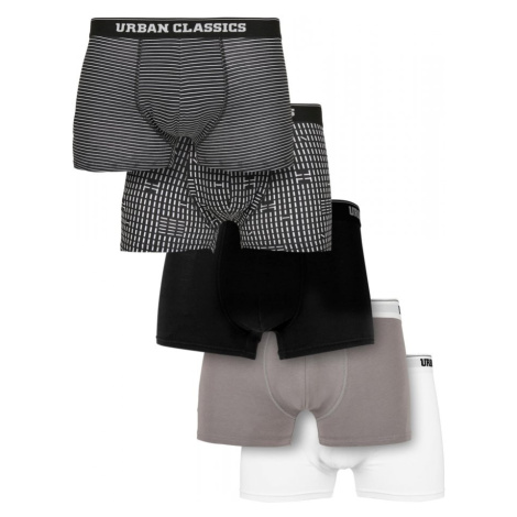 Organic Boxer Shorts 5-Pack - m.stripeaop+m.aop+blk+asp+wht Urban Classics