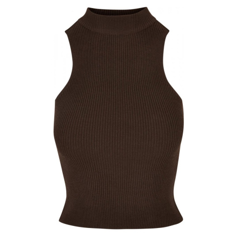 Ladies Short Rib Knit Turtleneck Top - brown Urban Classics