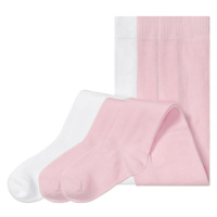 lupilu® Dívčí punčochové kalhoty s BIO bavlnou, 3 kusy (bílá / světle růžová)
