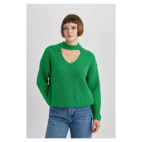 DEFACTO Relax Fit Choker Collar Thessaloniki Fabric Sweater