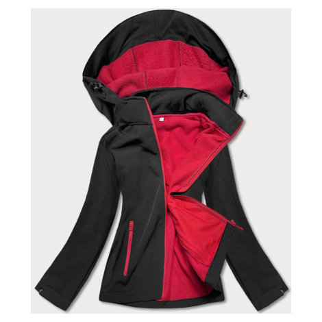 Černo-červená dámská bunda s polarem (HH017-1-5) J.STYLE