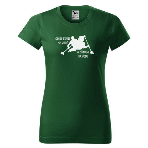 DOBRÝ TRIKO Vtipné dámské tričko s potiskem Co se stane na vodě Barva: Lahvově zelená
