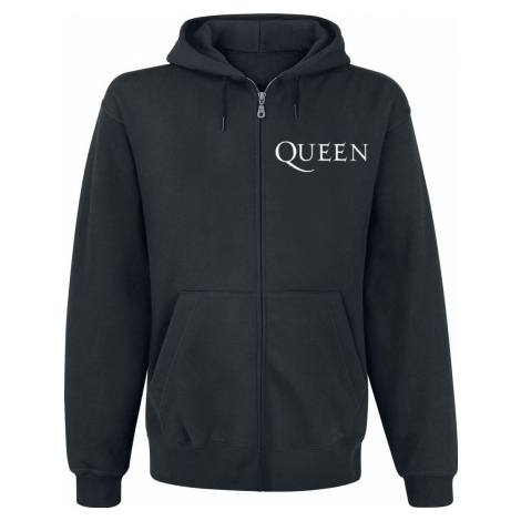 Queen Crest Vintage Mikina s kapucí na zip černá