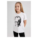 DEFACTO Girls Atatürk Printed Short Sleeve T-Shirt