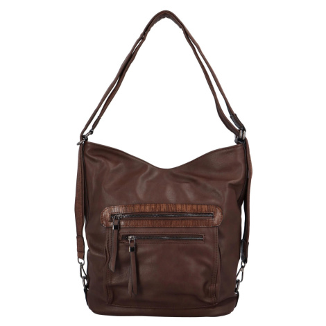 Módní dámský koženkový kabelko-batoh Flora, coffee ROMINA & CO
