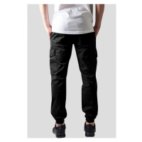 Washed Cargo Twill Jogging Pants - black