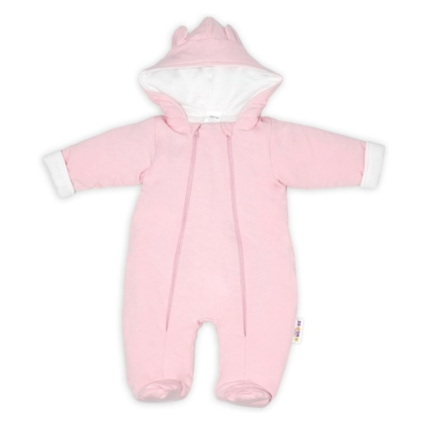 Baby Nellys Zimní kombinézka s dvojitým zapínáním, s kapucí,růžová,56