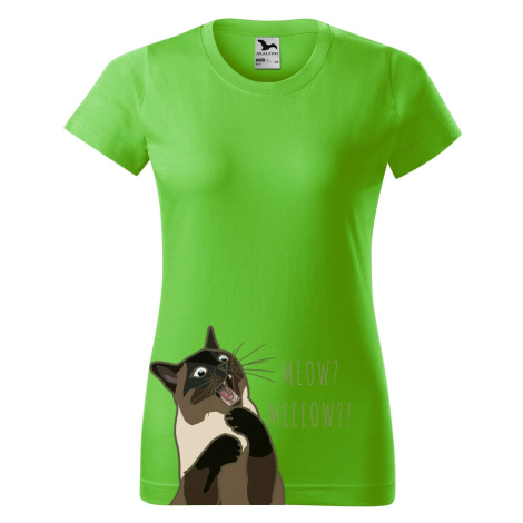 DOBRÝ TRIKO Dámské tričko s potiskem Naštvaná kočka Barva: Apple green
