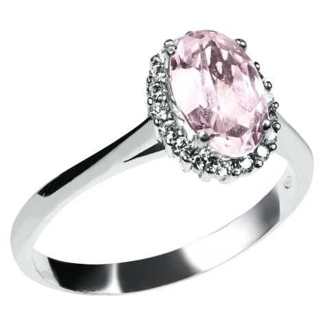 Stříbrný prsten s Rose de france Ametystem zdobený Zirkony Planet Shop