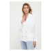 Plátěná bunda Armani Exchange bílá barva, jednořadá, hladká