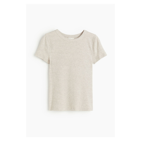 H & M - Žebrované tričko z modalové směsi - hnědá H&M