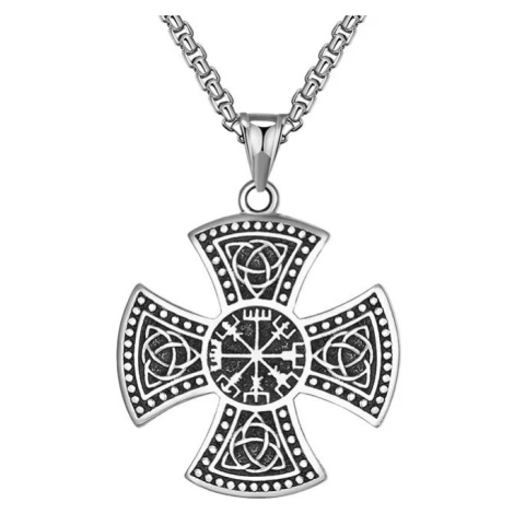 Přívěsek z chirurgické oceli - keltský kříž Vegvisir - Model BEZ ŘETÍZKU (pouze přívěsek)