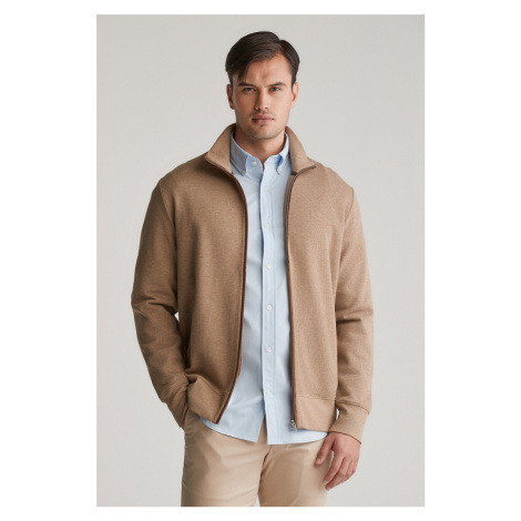 MIKINA GANT SACKER RIB FULL ZIP CARDIGAN KHAKI MEL