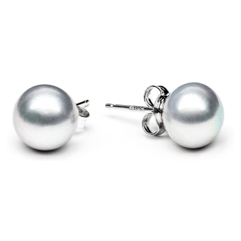 Gaura Pearls Náušnice se šedou 8.5-9 mm perlou Stephanie III, stříbro 925/1000 EFB09/G Šedá