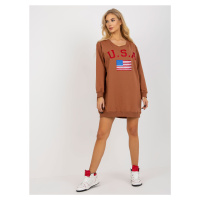 SVĚTLE HNĚDÉ MIKINOVÉ ŠATY USA -LIGHT BROWN Hnědá