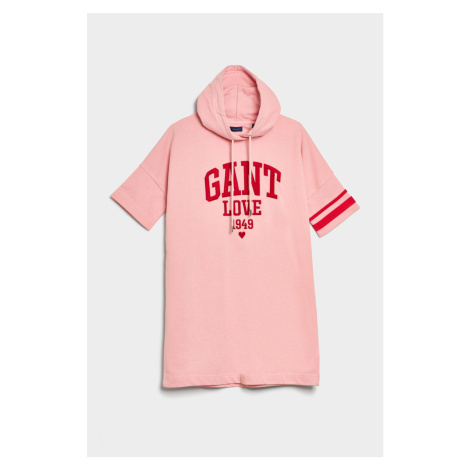 MIKINOVÉ ŠATY GANT COLLEGIATE HEART HOODIE DRESS růžová