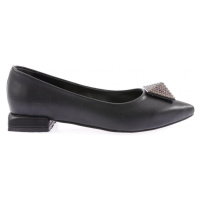 DGN 2807-23y Women's Pointed Toe Galvanized Heeled Flats with Crystal Stone Buckles.