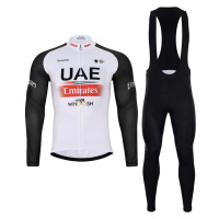 BONAVELO Cyklistický zimní dres a kalhoty - UAE 2023 WINTER - černá/červená/bílá