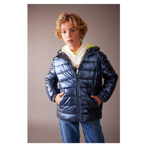 DEFACTO Boy's Water Repellent Hooded Fleece Lined Puffer Jacket