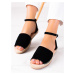 Komfortní černé  sandály dámské bez podpatku