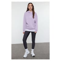 Trendyol Lilac Oversize/Wide Pattern Embroidered Thick Polar Fleece Knitted Sweatshirt