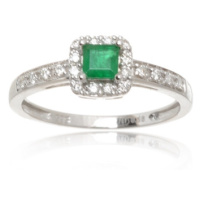 Prsten z bílého zlata se smaragdem a diamanty BP0099 + dárek zdarma