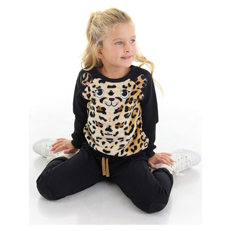 Denokids Plush Leopard Girls Tracksuit Set