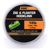 Fox Plovoucí vlasec Zig & Floater Hooklink Trans Khaki 100m Varianta: 15lb