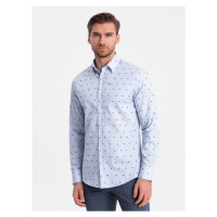 Ombre Clothing Zajímavá světle modrá košile s trendy vzorem V6 SHCS-0156
