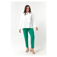 Lafaba Dámské zelené elastické kalhoty s pasem a nadměrnou velikostí