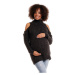 Těhotenský černý huňatý svetr s odhalenými rameny