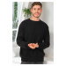 V0349 DEWBERRY MEN'S OVERSIZE SWEATER-PLAIN BLACK