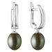 Gaura Pearls Stříbrné náušnice s černou řiční perlou Jess, stříbro 925/1000 SK20480EL/B Černá