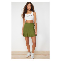 Trendyol Khaki Belt Detachable Viscose Woven Shorts Skirt