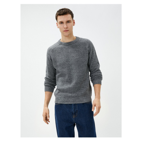 Koton Crew Neck Sweater Long Sleeved, Textured Ribbed.