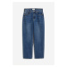 H & M - Slim Straight High Ankle Jeans - modrá