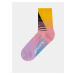 Sada tří párů dámských pruhovaných ponožek v růžové, modré a žluté barvě Meatfly Color