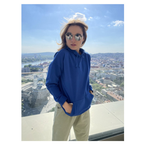 Mikina Basic hoodie-modrá