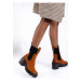 Pk Exkluzívní kotníčkové boty dámské hnědé na širokém podpatku ruznobarevne