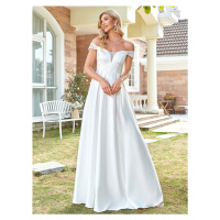 Elegantní svatební šaty áčkového střihu - BÍLÉ