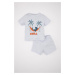 DEFACTO Baby Boy Printed Short Sleeve Shorts Cotton Pajama Set