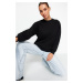 Trendyol Black Relaxed/Comfortable fit Basic Raglan Sleeve Crew Neck Knitted Sweatshirt