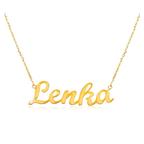 Zlatý nastavitelný náhrdelník 585 se jménem Lenka, jemný blýskavý řetízek Šperky eshop
