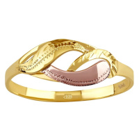 Zlatý prsten s ručním rytím Kaira ze žlutého a růžového zlata
