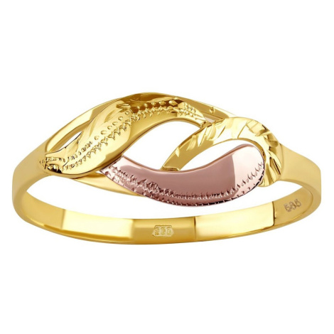 Zlatý prsten s ručním rytím Kaira ze žlutého a růžového zlata Silvego