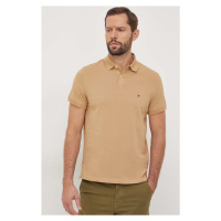 Polo tričko Tommy Hilfiger hnědá barva, MW0MW17770