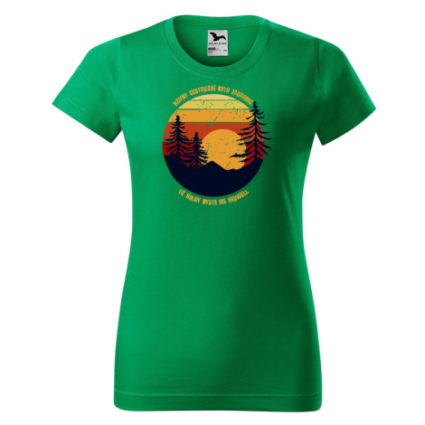 DOBRÝ TRIKO Dámské tričko s potiskem Cestování Barva: Středně zelená