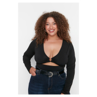 Trendyol Curve Black Window/Cut Out Detailed Knitted Blouse