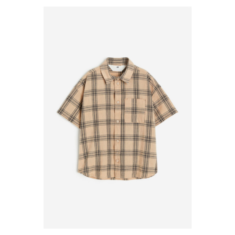 H & M - Popelínová košile z lněné směsi - béžová H&M