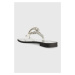 Kožené žabky Karl Lagerfeld SKOOT dámské, bílá barva, na plochém podpatku, KL80408